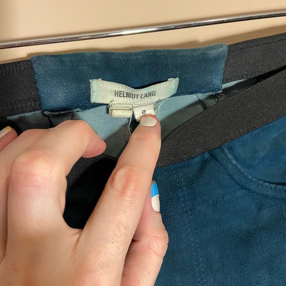 HELMUT LANG BLUE LAMB LEATHER PANTS US0 - Picture 2 of 3